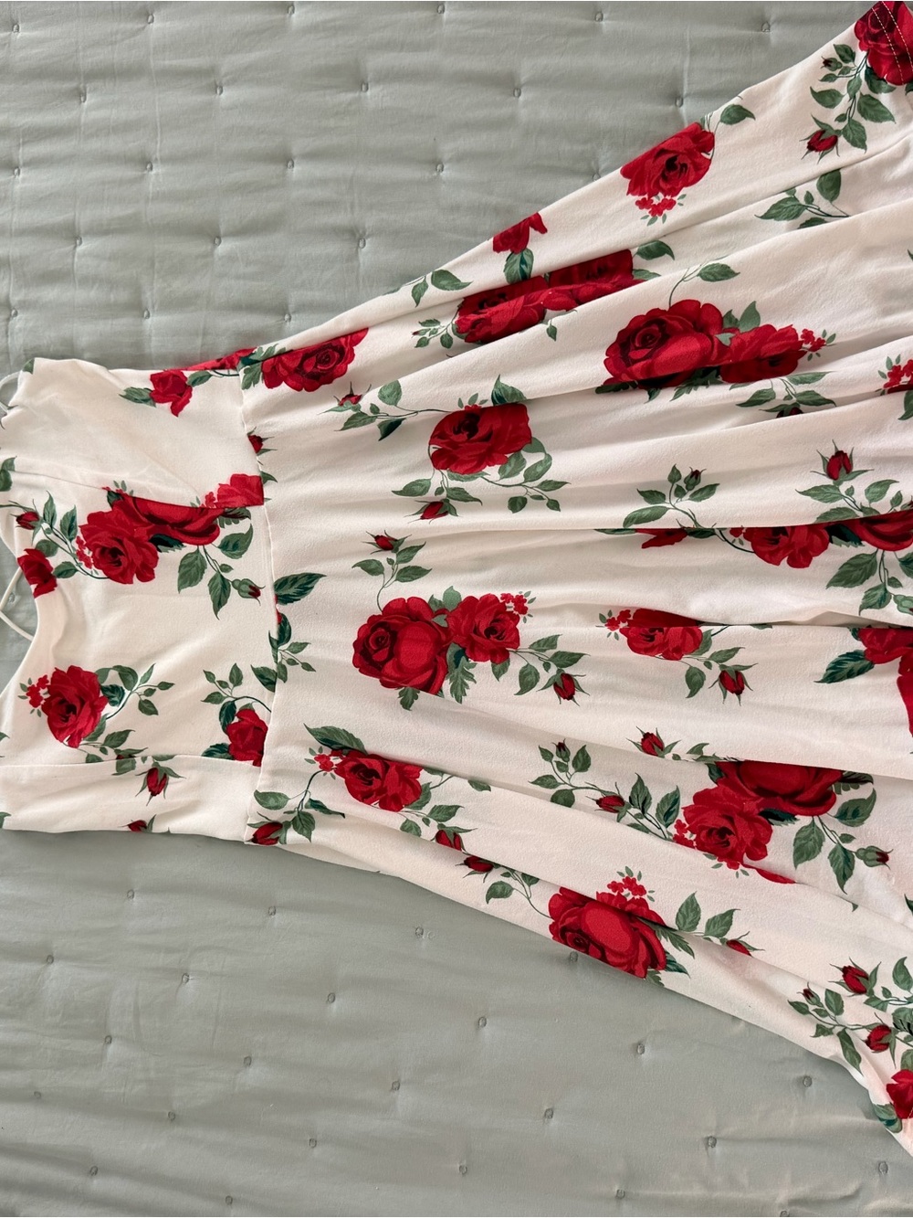 Streetwear Society White Floral Mini Dress with Red Roses